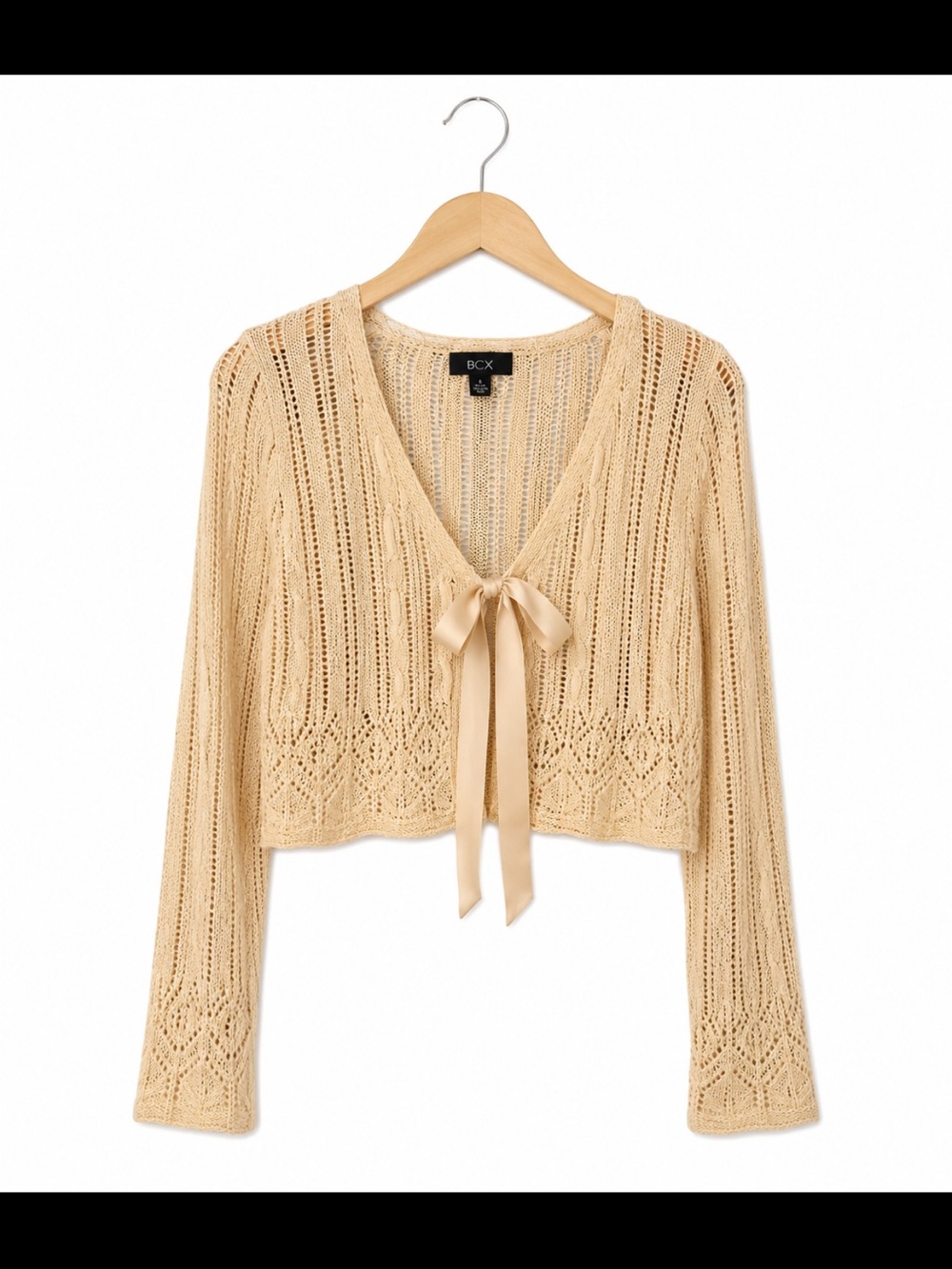 BCX Beige Knit Sweater with Front Tie
